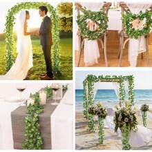 1/6/12/24pcs 6.9ft Ivy Garland Strands Artificial Fake Ivy Leaves Greenery Leaves Hanging Vines Plant Leaves Garland Home Garden Poison Ivy Costume,Artificial Plants,Rose, Decorative Rose, Decorative Style,Party And Holiday Decorations,Fall Decoration, Halloween Decoration, Christmas Decoration,Bedroom Accessories Decorations