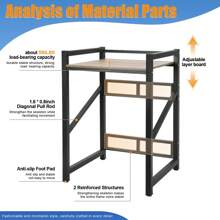 Over The Washer Storage Shelf, Washing Machine Storage Utility Rack With Countertop, Height Adjustable Washing Machine Storage Stand - Negro - Ver 5