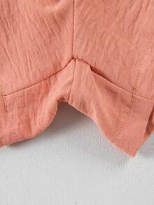 Acelitt Summer Women's Solid Color Square Neck Chest Cable Splicing Simple Casual Suspender Jumpsuit Shorts - Coral Pink - View 9