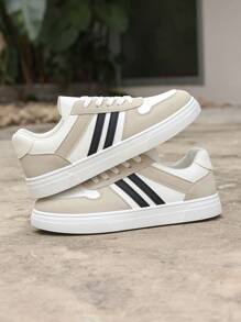 New Fashion Color Block Flat Platform Sneakers, Comfortable Breathable Lace-Up Casual Sport Shoes For Women