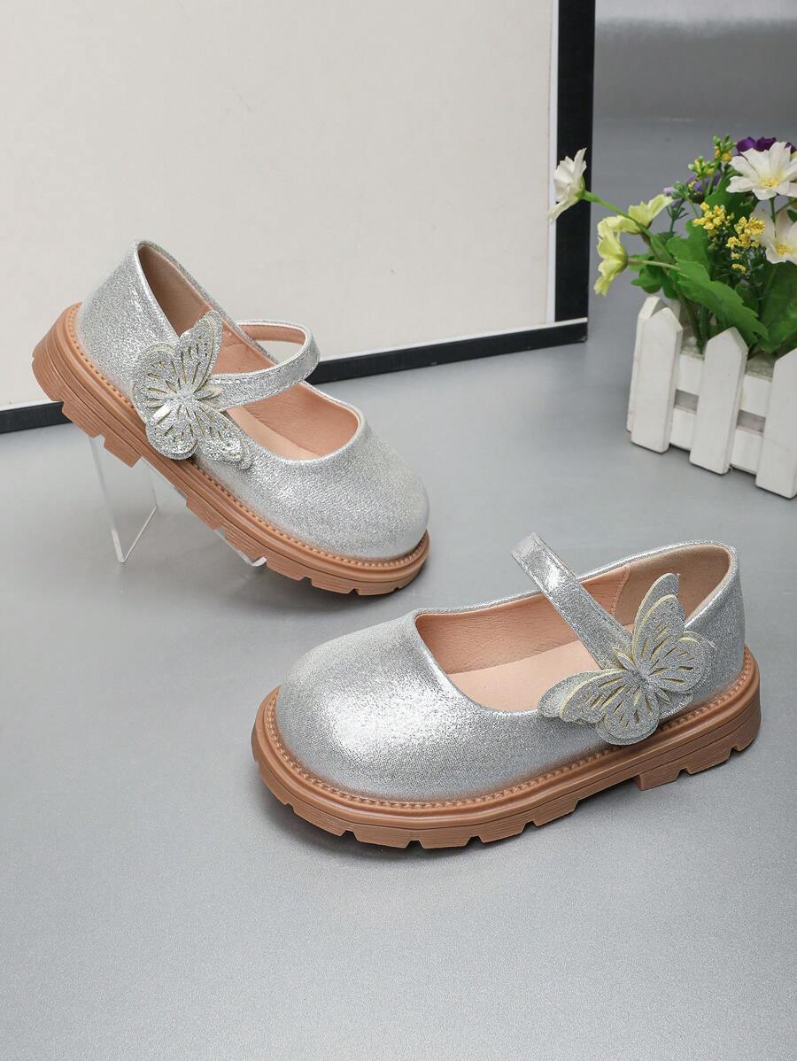 1 双可爱蝴蝶结设计防滑软底婴儿爬行鞋，适合春季、夏季、秋季、冬季 - 銀色 - 查看 1