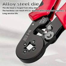 1pc Multi-Functional Electrician's Crimping Pliers, Adjustable Ratchet Wire Terminal Connector Crimper Tool, Serrated 4-Angle & Hexagonal Teeth Crimping Range 0.25-10mm² & 0.25-6mm², For Wire Repair, Electrical Equipment, Mechanical Maintenance, Also Known As Wire Crimping Pliers, Terminal Pliers, European-Style Tube Crimper, Electrician Tool