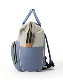 Large Capacity Maternity Bag, Fashionable Diaper Bag For Mom, Oxford Cloth Backpack With Insulated Bottle Holder