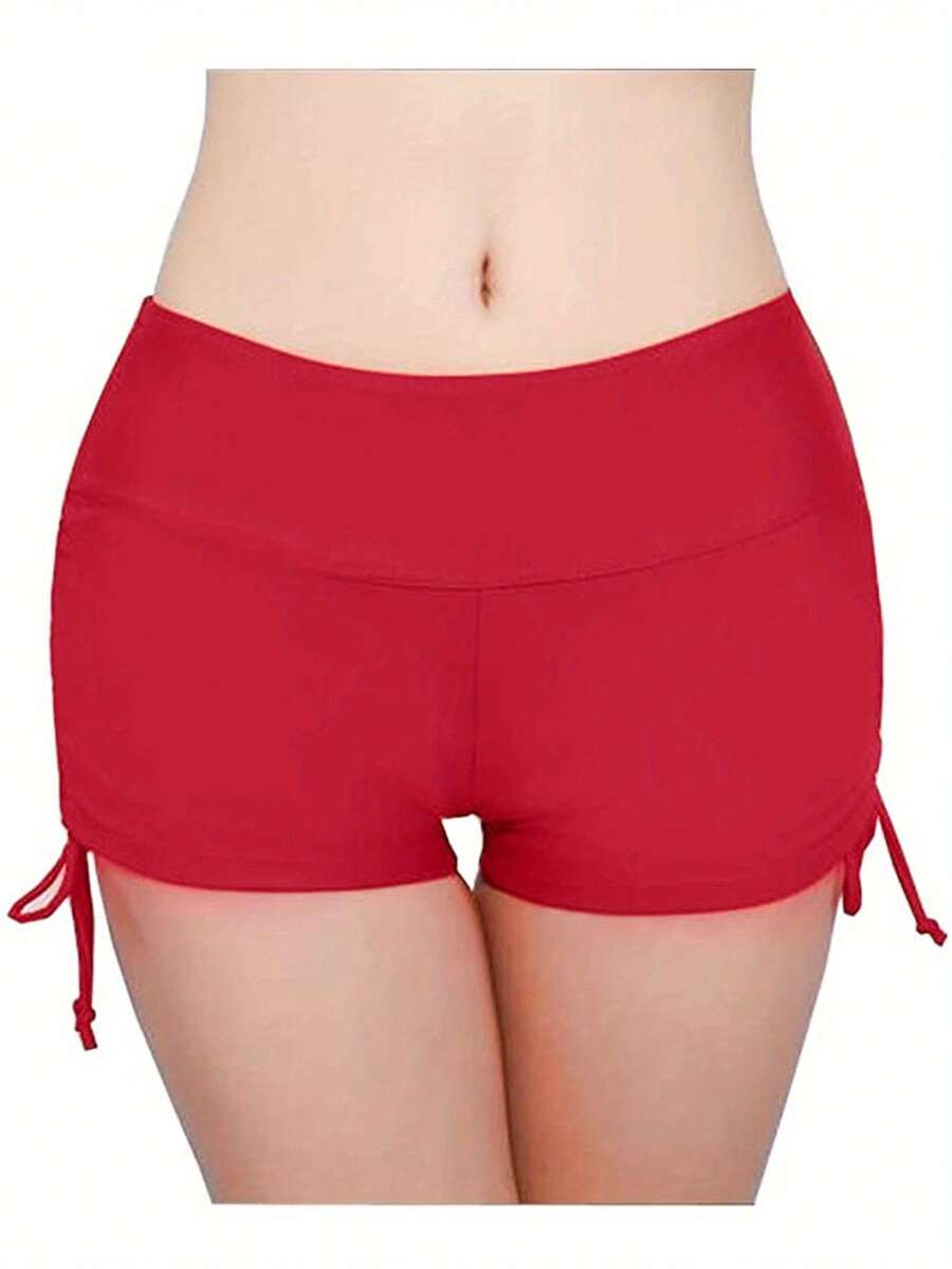 Women's Sports Three-Quarter Pants, Summer Fitness Shorts, Tight High Waisted Hip Lifting Breathable Quick Dry Yoga Pants, Drawstring Cycling Pants, Six Colors, Four Sizes - Đỏ - Xem 1