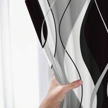 2 piezas Cortinas de diseño de línea de arte abstracto moderno - Diseño de bolsillo para barra, equilibra la privacidad, fácil instalación, adecuado para dormitorio, sala de estar, baño y otras decoraciones diarias, lavable a máquina, impresión digital, 100% poliéster, 90 g/m² - Multicolor - Ver 5