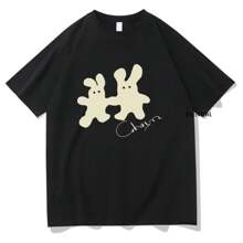 Clairo Merch Charm Bunny T Shirt 2024 Fashion Men Women Clothing Harajuku Summer Tops Vintage Unisex Cotton Graphic T Shirts - màu đen - Xem 1