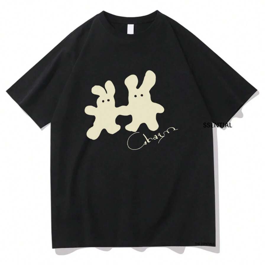 Clairo Merch Charm Bunny T Shirt 2024 Fashion Men Women Clothing Harajuku Summer Tops Vintage Unisex Cotton Graphic T Shirts - màu đen - Xem 1