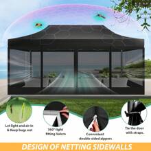 COBIZI 10x20 Canopy Tent, Heavy Duty Pop Up Canopy With Sidewalls, Waterproof Easy Setup Canopy With Mosquito Netting, Outdoor Instant Screen Tents For Parties, Wedding With Roller Bag - Black - View 7