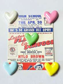 Set de 2/4/6 piezas de imanes dorados con forma de corazón para refrigerador, imanes plateados con forma de corazón, imanes decorativos lindos, imanes personalizados para pizarra blanca de cocina u oficina, gabinete de almacenamiento y refrigerador, decoración de cocina, decoración del hogar, regalo para el Día de la Madre - Multicolor - Ver 5