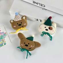 1 pieza Broche estilo coreano Ins con diseño lindo de conejo, perro, cachorro de salchicha, accesorio decorativo divertido con moño para niñas