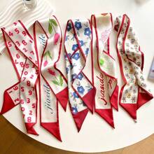 1 件韩式丝巾发夹，复古优雅蝴蝶结发饰，配长丝带夏季、假日