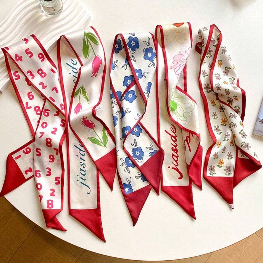 1 件韩式丝巾发夹，复古优雅蝴蝶结发饰，配长丝带夏季、假日