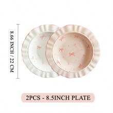 2pcs/4pcs Set Cute Ceramic Tableware, Underglaze Floral Bowl/Plate, Suitable For Students Back To School, Family Dining, Holiday Gifts, Decoration For Gatherings