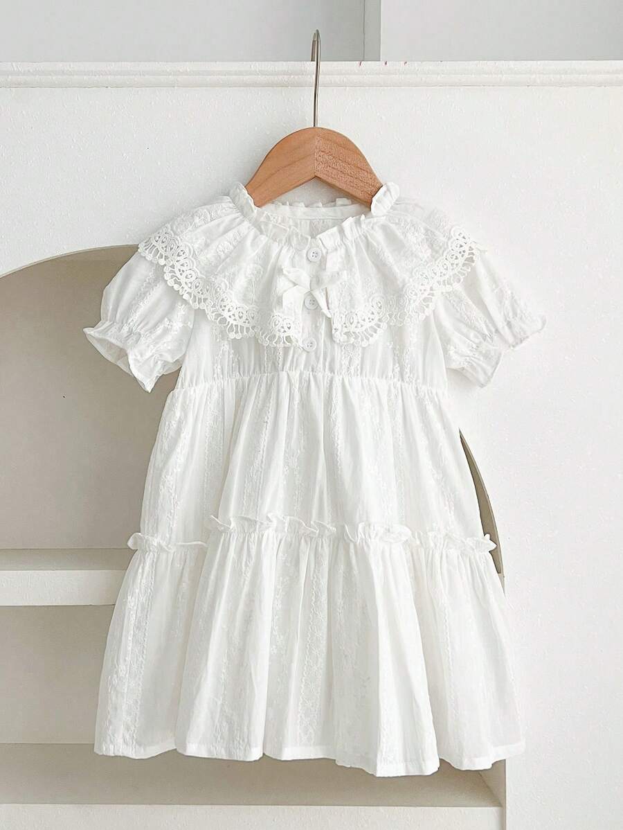 Váy công chúa viền bèo nhún dễ thương cho bé gái, váy búp bê mùa hè cho bé gái dễ thương