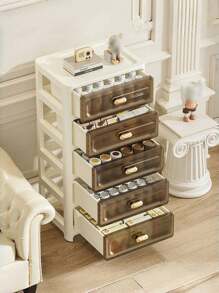 3/4/5 Layers Of Transparent Panel Rolling Multi-Purpose Storage Drawers - Single Door Collapsible Locker - , Plastic Drawer Storage,Space-Saving Kitchen Storage Shelves For Storing Snacks, Drinks, Bookshelves, Clothing Suitable For Kitchen,Living Room,Study Closet,Bathroom