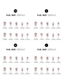 YADORNOS 10片粉色猫眼3D花朵露珠碎钻手工亚克力按压式美甲贴片，春夏手绘花朵柔美短棺材形和长杏仁形全覆盖假指甲，含果冻胶和指甲锉，返校季居家DIY美甲用品手工按压式美甲贴片 - 粉色 - 查看 9