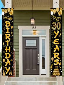 1 Set 16/18/21/30/40/50/60/70/80 Happy Birthday Banner, Hanging Flags, Indoor/Outdoor Birthday Party Decor, Photo Booth Props