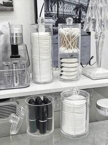 1pc Wattenstaafjeshouder, Make-upremoverpaddispenser, Bedekte make-upremoverpadopbergdoos, Transparante cosmetische organizer, Badkamer make-upstaafjes- en padhouder, Opbergdoos voor reinigingsstaafjes, Multifunctionele opbergdoos, Opbergdoos voor haarringen, Opbergdoos voor cosmetica, Opbergdoos
