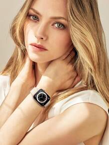 Leopard Floral Engraved Band Compatible With Apple Watch Band 49mm 45mm 44mm 42mm 41mm 40mm 38mm 46mm, Cheetah Waterproof Sport Silicone Wristbands Replacement Strap Compatible With IWatch Series 11 10 9 8 7 6 5 4 3 2 1 SE For Women - Beige - View 4