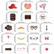 18 件/套母亲节装饰摄影道具，配有粉色眼镜、口红、心形配饰 - 彩色 - 查看 7