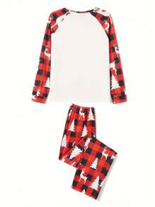 Merry Christmas Red Plaid Pajamas Sets For Women - Elk Print Long Sleeve Tops And Red Plaid Pants Sleepwear