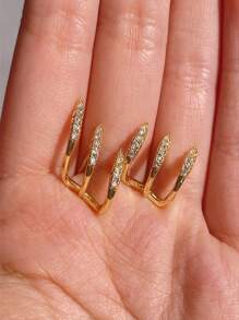 1 Pair Minimalist Geometric Chic Ear Studs, Versatile - Gold - View 4