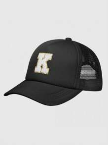 1 pezzo Cappellino da baseball regolabile per bambini, personalizzabile con lettere dall A alla Z, 24 lettere, cappello protettivo dal sole da esterno per bambini e bambine - nero - Visualizzare 12