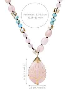Dây chuyền hạt đá thạch anh hồng tự nhiên với mặt dây chuyền hình giọt nước - Phong cách Bohemian độc đáo, hoàn hảo cho trang phục thường ngày và là món quà lý tưởng cho Ngày của Mẹ. - Hồng - Xem 9
