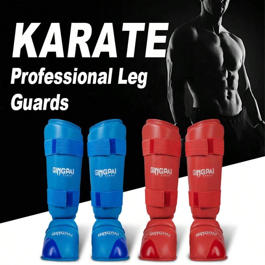 GINGPAI Karate Shin & Instep Guards For Adults And Youth, Unisex Training Foot Protection For Karate And Taekwondo