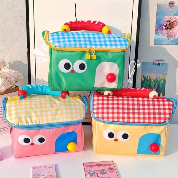 حقيبة غداء عازلة للحرارة ذات سعة كبيرة بتصميم كرتوني، حقيبة حمل عازلة للحرارة بأنماط مرحة، مناسبة للفتيات والطلاب وموظفي المكاتب لحمل الغداء والسفر والنزهات الخارجية، حقيبة عزل مناسبة للاستخدام المدرسي