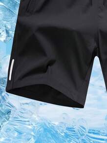 3pcs Women Solid Color Casual Sports Shorts, With Zipper Pockets & Printed Design, Suitable For Running, Fitness, Daily Wear And Outdoor Activities In Summer - Black - View 10