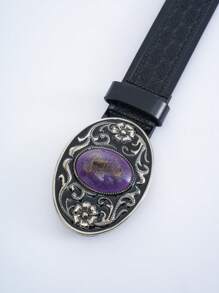Glow-In-The-Dark Scorpion Buckle Belt With Vintage Western Cowboy Style - Mauve Purple - View 2