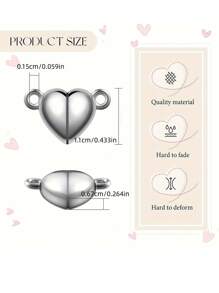 Cierres magnéticos con forma de corazón para joyería, Día de San Valentín, amor, DIY joyas de pareja, cierres magnéticos dorados y plateados para hacer pulseras, collares y accesorios de joyería DIY