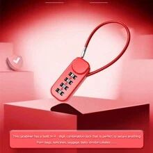 1 件高品质多功能 4 位数字防盗锁，13.5 厘米锌合金数字锁，适用于行李箱行李袋，方形锁，密码钥匙防盗锁带绳，锁带长钥匙扣，锁带长绳，非常适合旅行机场学校自行车可爱礼物