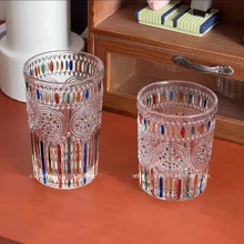 1pc Coffee Mug, Hand-Painted Colorful Glass Cup, Tea Cup, Creative Design Juice Drinking Cup, Drinkware For Restaurants, Cafes,Best Gift