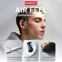 Miniso X8 AI Open-Ear Headphones, HiFi Sound Quality, Electric Audio, Touch Control Bone Conduction Headphones, Super Long 40 Mins Battery Life, Non In-Ear Design, Compatible With Android Phones - Pink - View 3