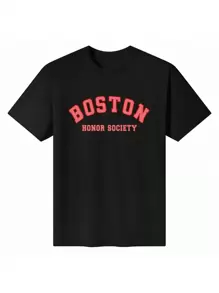Unisex 100% Cotton "Boston Honor Society" T - Shirt - Black - View 1