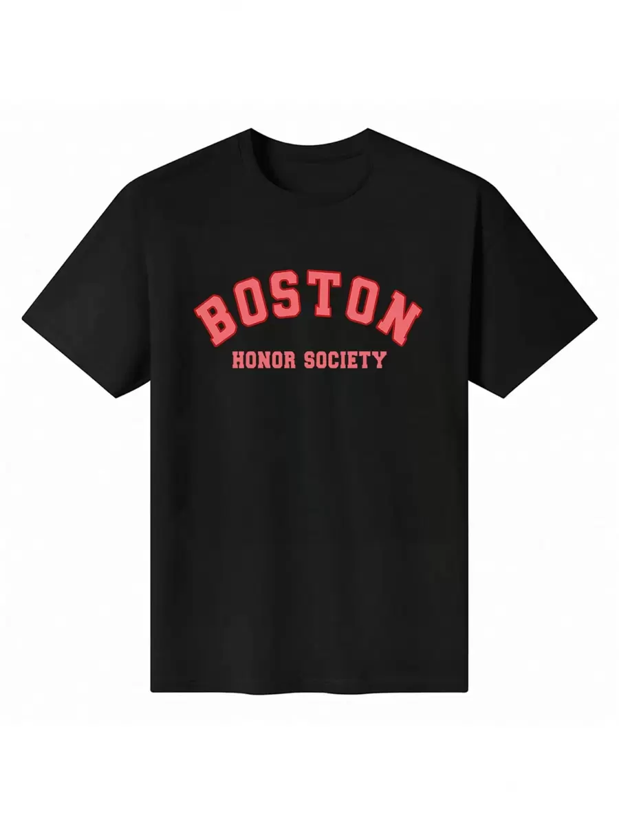 Unisex 100% Cotton "Boston Honor Society" T - Shirt - Black - View 1