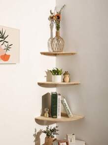 1pc/3pcs Set Corner Wall Shelf, Floating Corner Wall Shelf, Corner Storage Rack, Corner Shelf Bracket, Shelves And Storage Rack, Wooden Edge Floating Shelf, Rustic Style Wooden Wall Mounted Storage Display Rack, Suitable For Living Room, Bedroom, Bathroom, Kitchen, Room Decor, Garden Decor, Wedding Decor, Home Decor - Wood Color - View 6