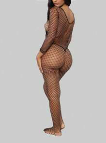 1 PC Sexy Lingerie Crotchless Erotic Stockings Strap-On Transparent Teddy Mesh Stockings Sexy Costume Woman Fishing Net Lingerie Tights