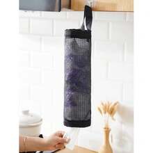 1pc Garbage Bag Storage Hanging Bag, Wall-Mounted Drawstring Shoe Storage Bag, Kitchen Plastic Bag Storage Box, Woven Net Bag, Plastic Bag Rack With Hanging Net Storage, School Supplies, College Student Storage Bag, Storage Bag, Storage Box, Storage, Kitchen