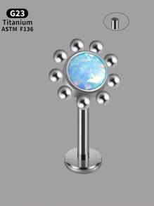 1PC Shiny G23 Titanium Sun Flower Labret Lip Ring Nine Steel Ball Embrace Opal&Crystal Lobe Piercing Earring Gradient Flash Film Internal Thread Helix Tragus Cartilage Stud - 1 Piece Of Titanium Flower Lip Stud - View 12