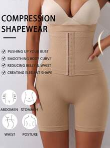 Shapewear Pants High Rise Back Closure Shorts Women Black Tummy Control Panties Butt Lift Shaping High Support Impact Shorts Shortie Waist Trainer Belt Shaping Corset Women - Apricot - View 8