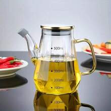1pc Creative Rhombus Borosilicate Glass Oil Bottle, Suitable For Kitchen, Capacity: 16.91 Oz, 23.67 Oz, 30.43 Oz