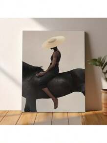 1 Pc Western Cowboy Man Poster Easter Home Room Decoration  Wooden Framed Canvas Painting -  Thickness 2.25cm/0.9inch,Home Gift Decoration, Room Decoration Aesthetic, Wall Decoration Art, Perfect Gift, Autumn And Winter Wall Decoration, Living Room Decoration, Bedroom Decoration, Kitchen Decoration, Entry Decoration, Bathroom Decoration, Direct Wall Painting, High Quality Wall Painting Poster