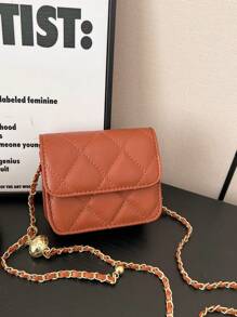 1pc Korean Version Of Gentle Style 2025 Spring And Summer New Chain Bag Rhinestone Fashion Shoulder Bag Mini Crossbody Bag For Girl, Suitable For All Occasions Girls Mini Bag, Comfortable And Adjustable Shoulder Strap, Versatile And Not Picky, Suitable For Outdoor, Play, Commuting Use, Is A Perfect Gift For Girls - Diamond Lattice Small Square Bag - View 17