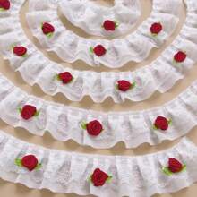1 stuk dubbellaags kant rand 3D bloemen ruche Lolita stijl rand decoratie