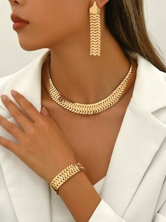 4st mellanöstern stil enkelt bred kedja halsband & armband smyckesset, mode punk kreativ