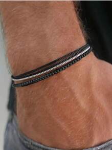 2 Pieces Set/4-Piece Set/12 Pieces Set Minimalist Fashion Stacked Stainless Steel Multi-Color Bracelet Set For Men's Holiday Dating Party Gift Daily Matching (Without Gift Box) - Multicolor - View 16