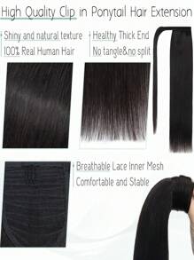 女士马尾接发片，真人发夹式马尾接发，自然黑色马尾接发片，真发Remy接发，长直发夹式真人发马尾接发片，30英寸